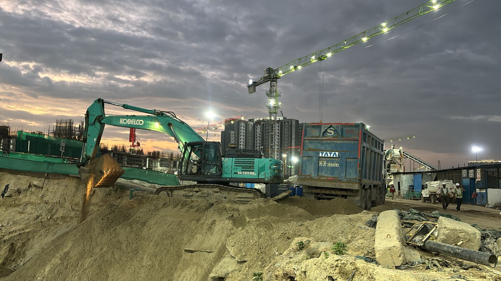 Durga Buildwell excavator at project site